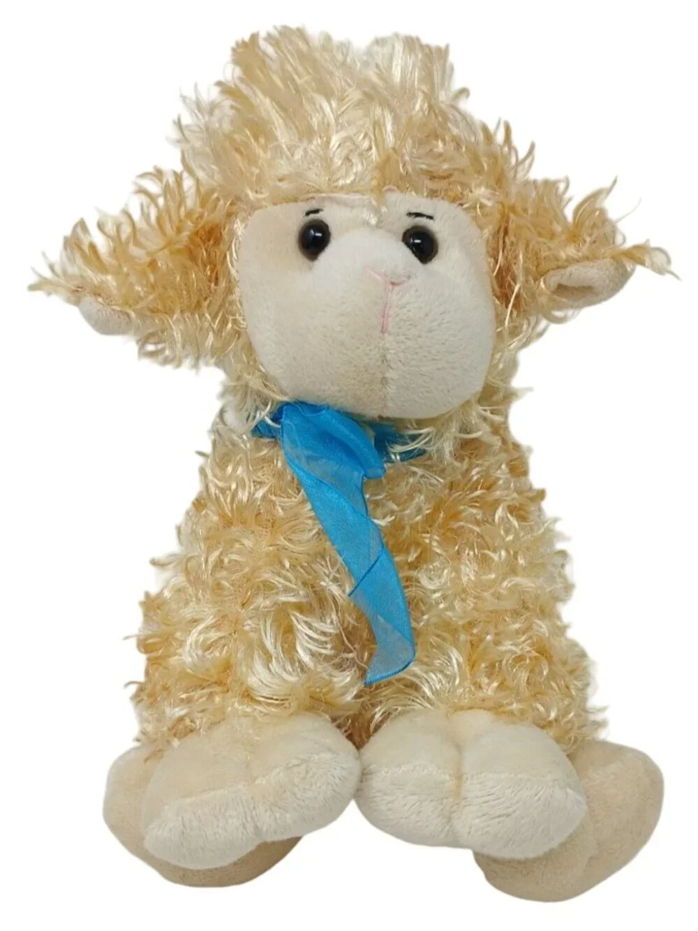 Lamb Animal Adventure Plush W/Blue Ribbon  10